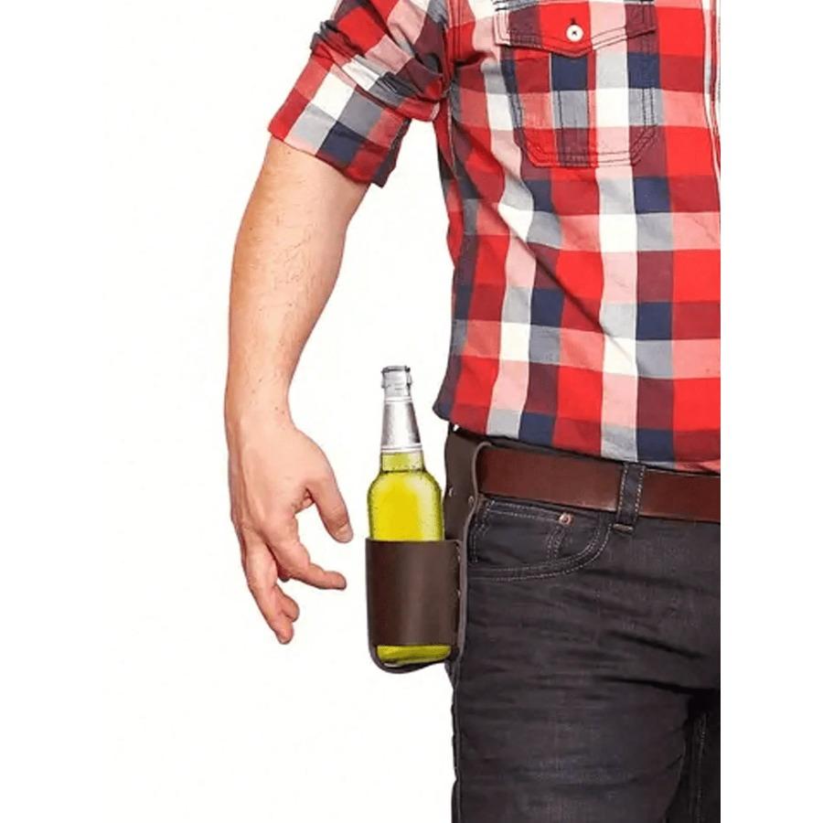 1 pezzo Portabottiglie Classico in Pelle PU Borsa a Cintura Custodia per Bottiglia di Birra Zaino da Viaggio all'Aperto Creativo Portatile Zaino da Alpinismo