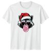 Raccoon Santa Hat Heart Sunglasses Christmas Holidays Graphic Unisex Tee
