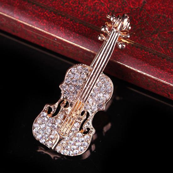 Brooch Pin Violin Rhinestones Jewelry Shiny Guitar Brooch Clothing Accessories