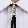 Braided Shoestring Tube Bolo Tie Carved Charm Cowboy Necktie Necklace
