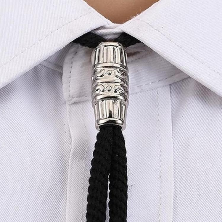 Braided Shoestring Tube Bolo Tie Carved Charm Cowboy Necktie Necklace