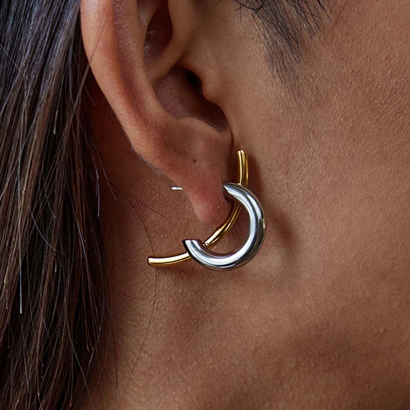 Stainless Steel Metal Line Stud Earrings for Women Fashion Gold Silver Color C-shape Geometric Earrings Jewelry Gift 2026