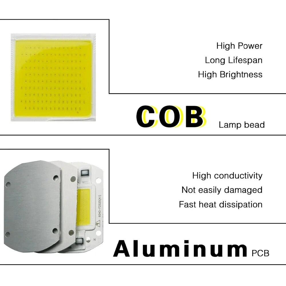 LED Çip COB Lamba Boncuğu 20W 30W 50W LED 220V 110V Akıllı IC Sürücüye Gerek Yok DIY Projektör Led Matris Spot Dış Mekan Çip Lambası