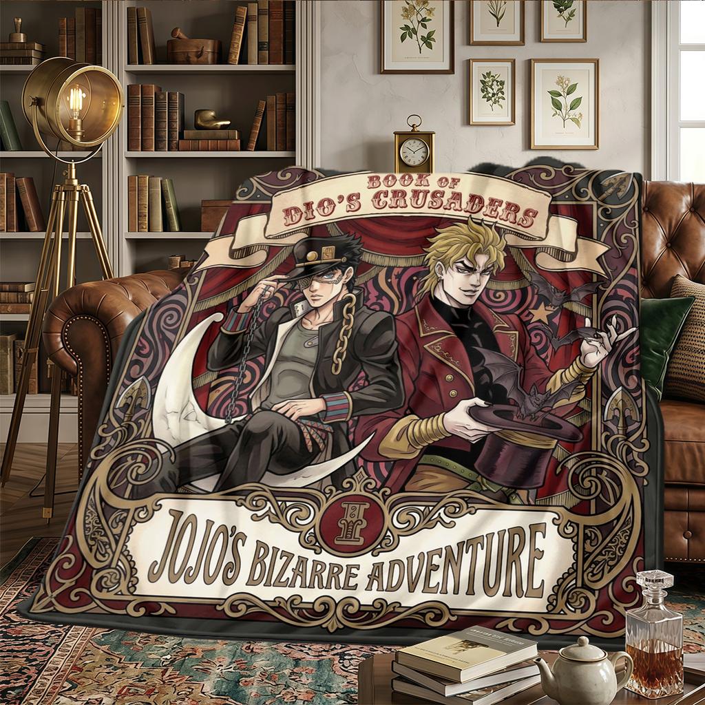 JoJo's Bizarre Adventure Print Flannel Blanket Warm Comfortable, For Bedrooms, Sofas, Beds, Chairs, Picnics, Travel -HE30