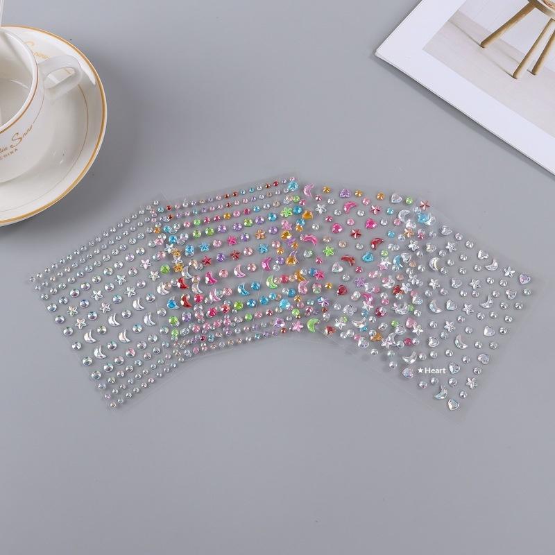 3D Eyes Face Makeup Temporary Tattoo Self Adhesive Beauty Colorful Pearl Jewels Stickers Festival Diy Body Art Decorations