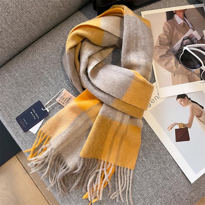 

100% вовна Австралійська чиста вовна картатий шарф Зимовий універсальний теплий парний шарф 180*30cm