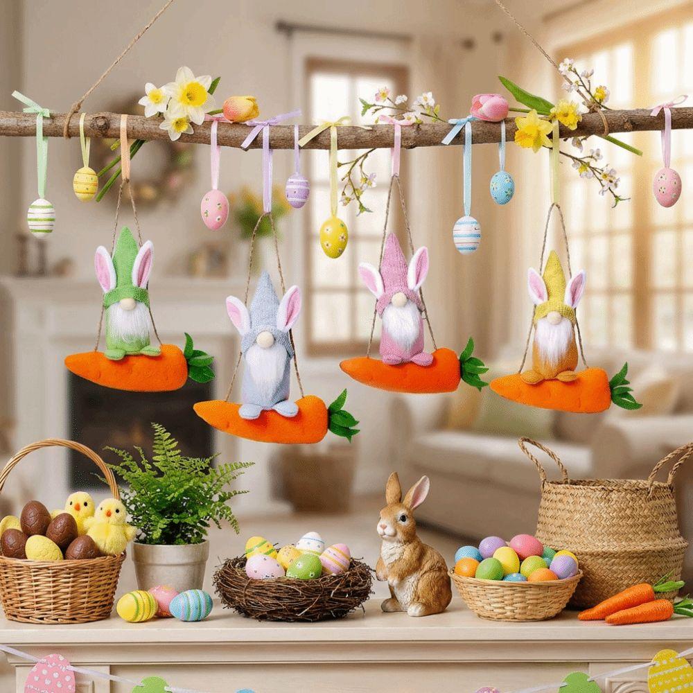 Plush Rabbit Gnome Ornament Colorful Faceless Plush Doll Farmhouse Rabbit Doll Toy  Easter Holiday