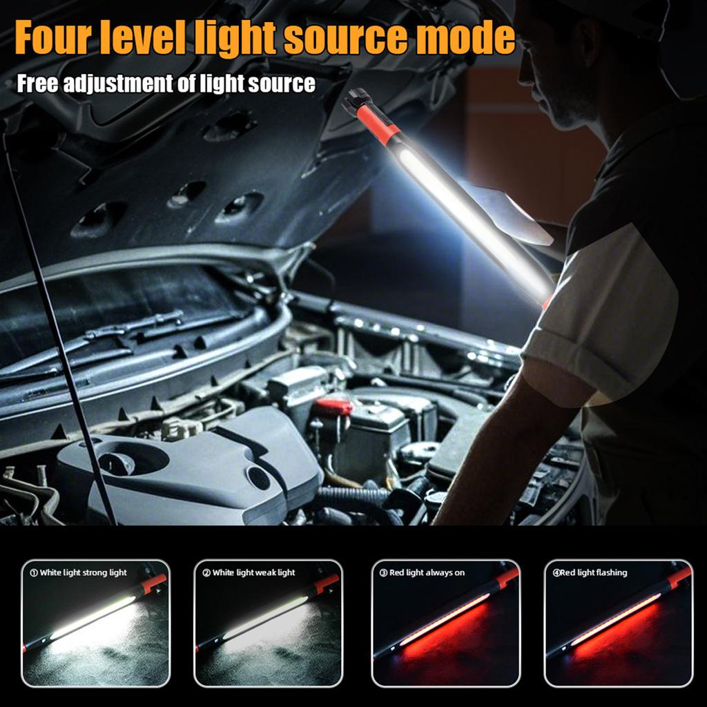 High Lumen Rechargeable LED Work Light for Car Emergency Repair Powerful Magnetic Flashlight with Hooks Magnetic Base 3 Lighting