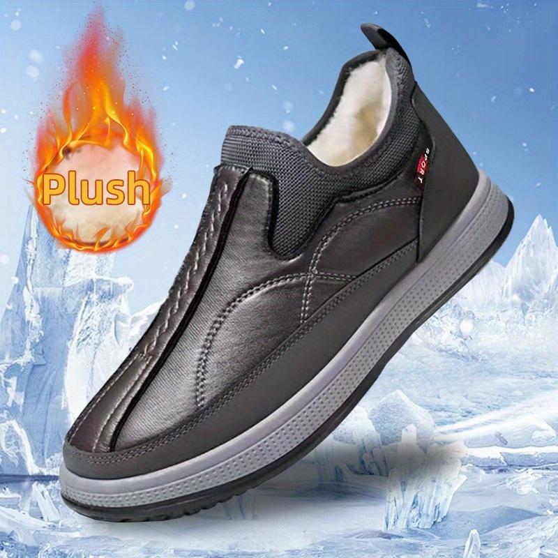 Men's Slip-On Winter Boots - Thermal Insulated Cold Weather Shoes with Non-Slip PVC Sole, Easy Slip-On Closure,Short Boot Design