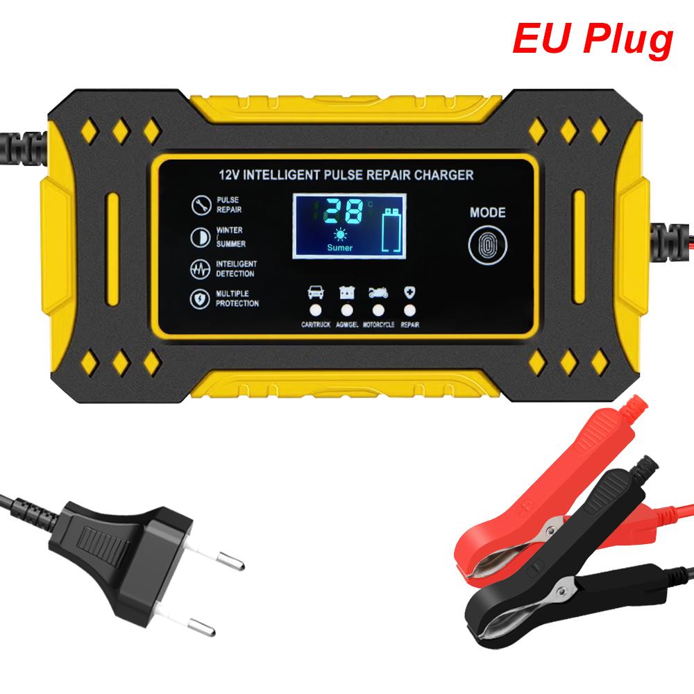 6A 12V Car Battery Chargers 3 Stages Fast Charging Storage Batteries Lead Acid AGM GEL Battery Intelligent Pulse Repair Tools