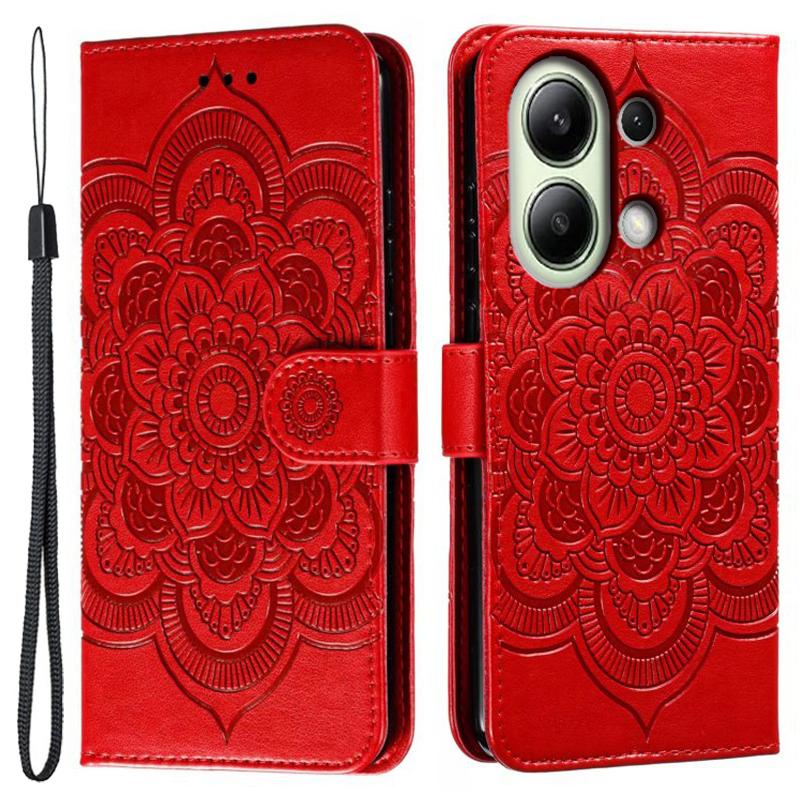 For Xiaomi Redmi Note 13 4G Case PU Leather Mandala Imprinted Design Wallet Phone Cover