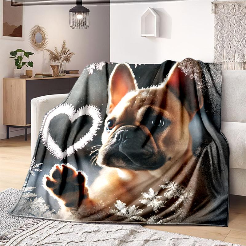 1PC Dog cute printed blanket, all season lightweight home office outdoor nap multifunctional blanket A3