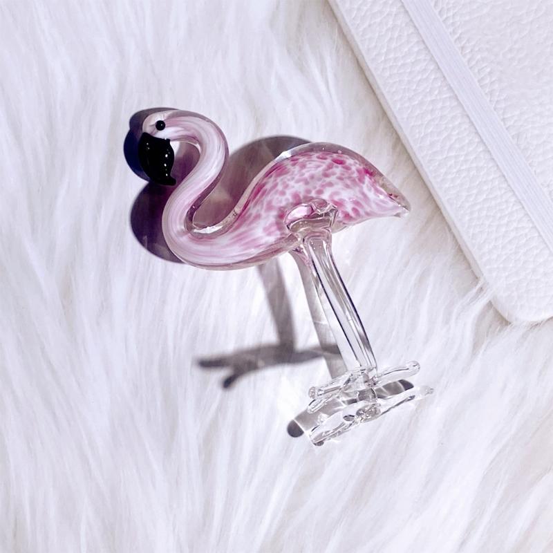 Glass Flamingo Figure Collectible Animal Figurine Sculpture Glass Art Weddings Anniversary Valentines Gift for Women