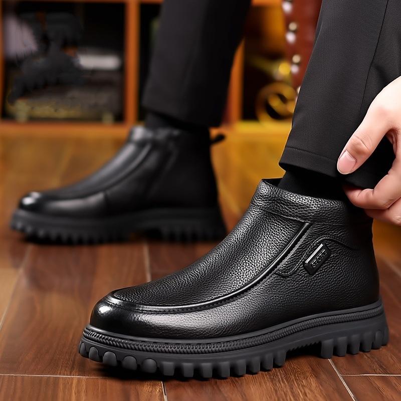 Fashion Shoes Mens Snow Boots Warm Plush Cold Winter Fashion Brand Male Footwear Non-slip Flat Ankle Boots