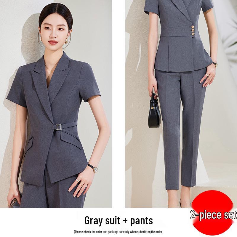 Set Costum Profesional de Vară pentru Femei - Îmbrăcăminte de Lucru High-End pentru Magazin de Bijuterii sau Magazin de Aur