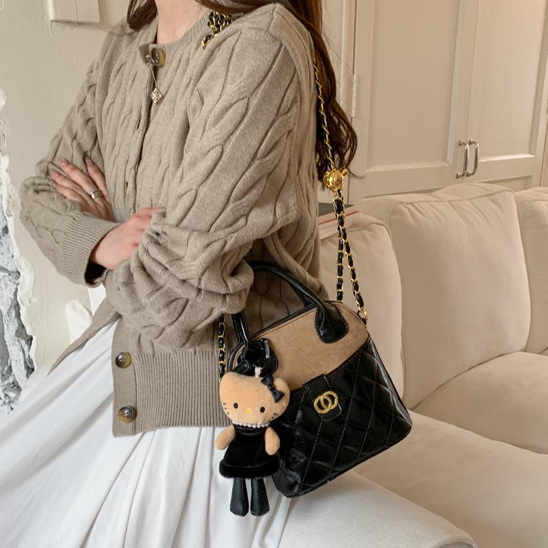 Rhombus Chain Bag Women's 2025 New Trendy Fashion High Sense Portable Shoulder Bag Versatile Messenger Bag