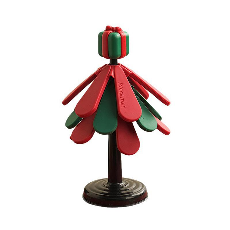 Christmas Tree Trivet Set - Heat-Resistant Silicone Coasters for Hot Pots, Plates & Teapots, Festive Table Decor