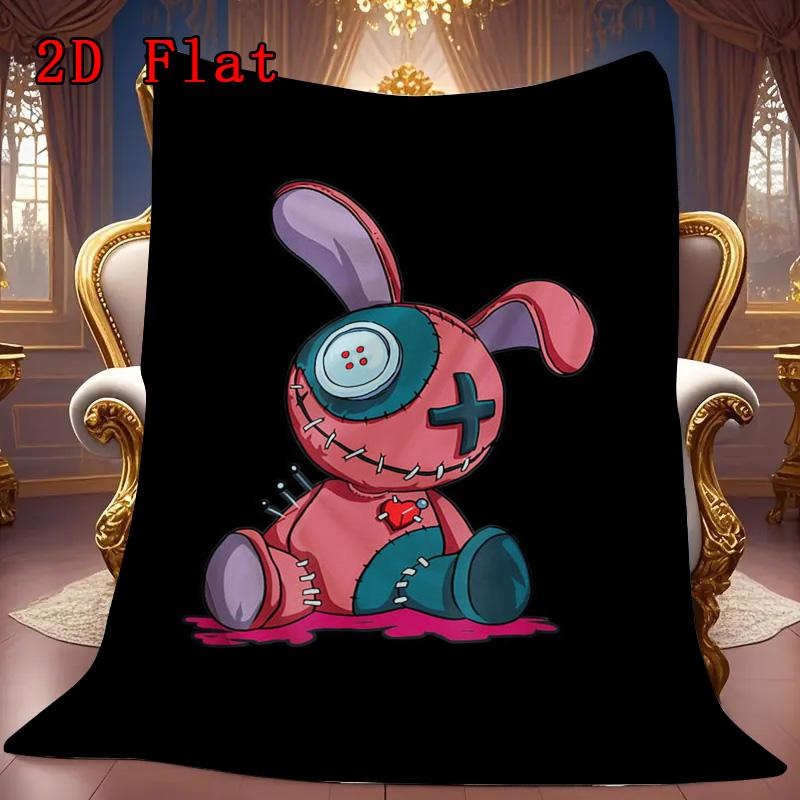 Patchwork rabbit doll 2D Flat Pattern Flannel Blanket High quality All Seasons Warmth and Comfort Perfect for Christmas Gifts.