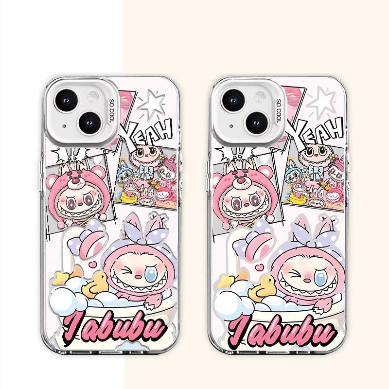 LABUBU Silver Phone Case for iPhone 15/16 Pro Max & Huawei Mate 60 Pro+.