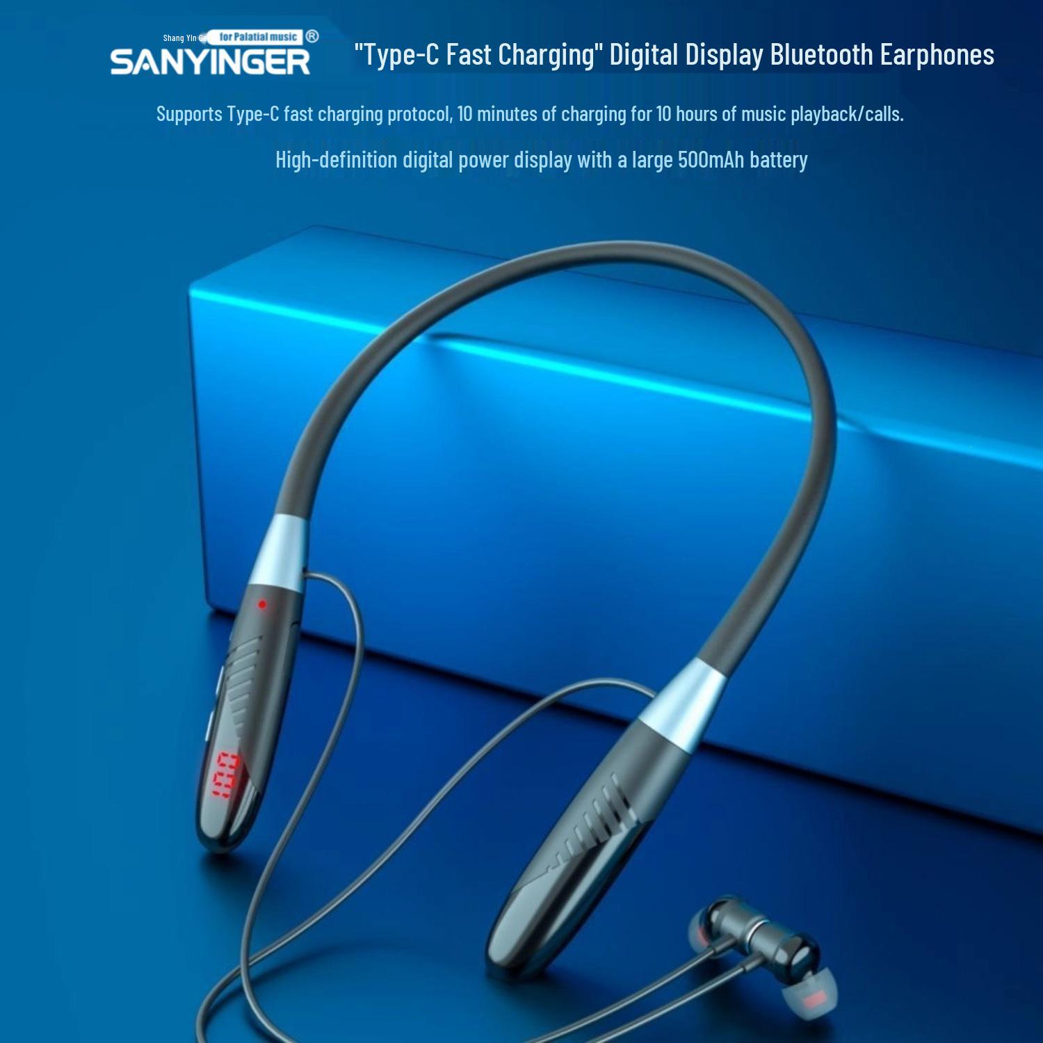 

Neck-Hanging Bluetooth Sports Earphones with Type-C, In-Ear Design, Smart ENC Noise Reduction, and Master-Level Tuning чорний