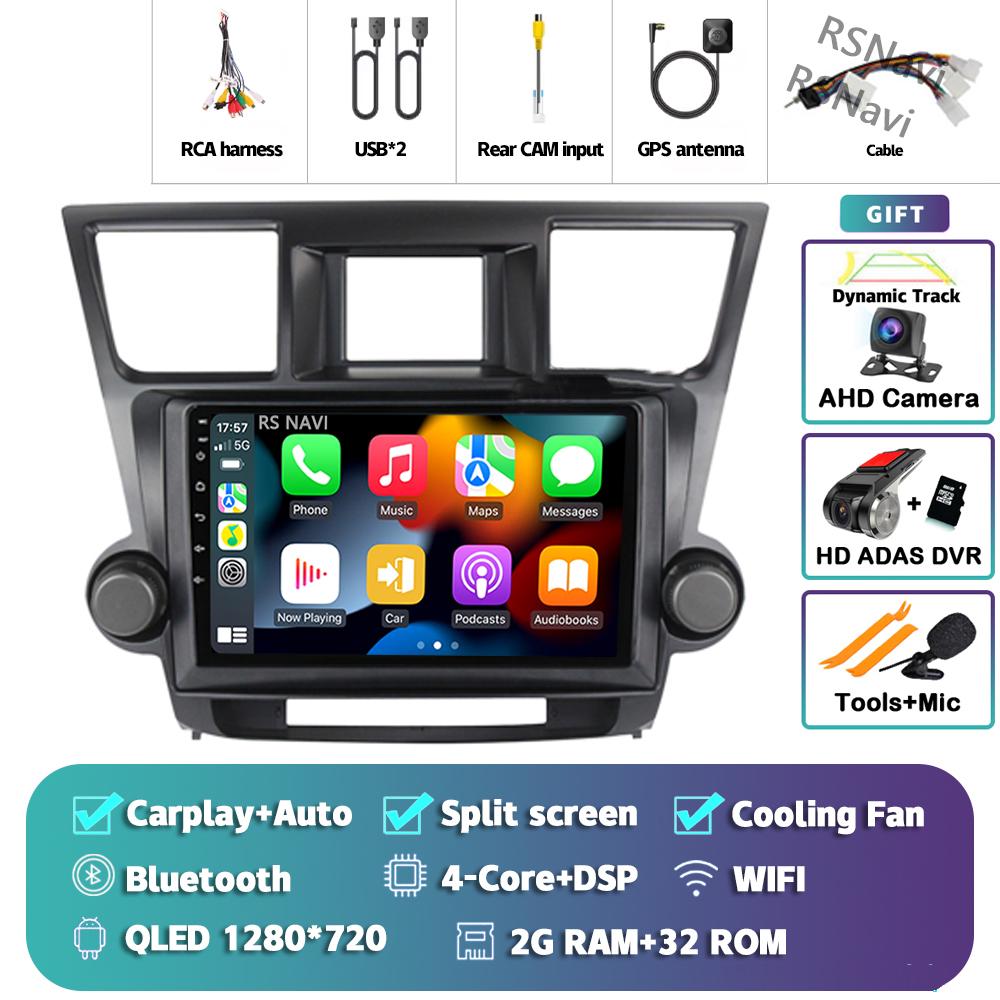Android 14 Car Radio For Toyota Highlander 2007 - 2015 Player Multimedia GPS Navigation Stereo CarPlay Auto Video Head Unit DVD