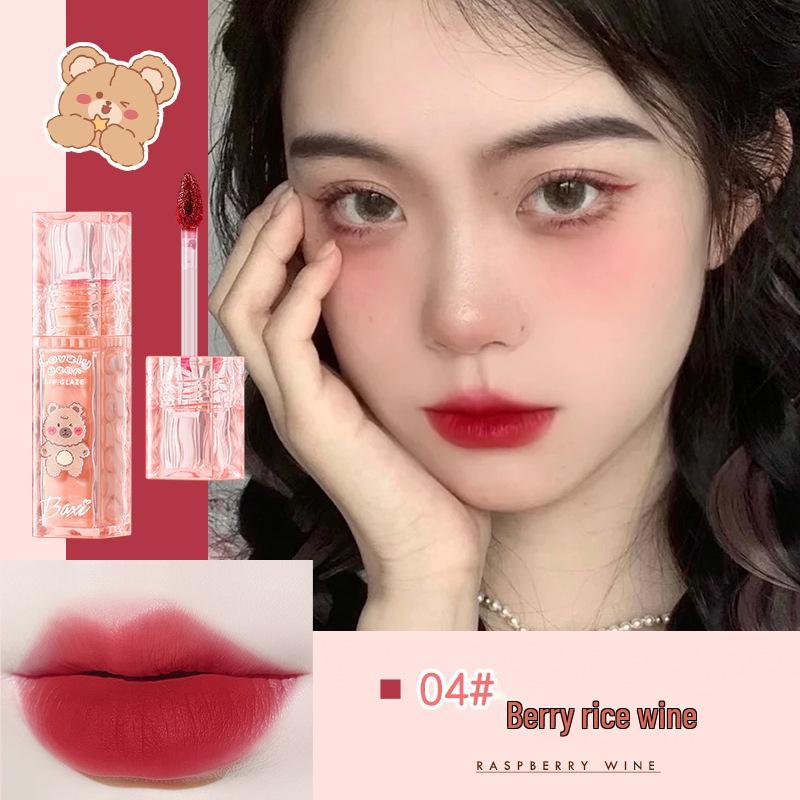 Baxi Cute Milky Bear Matte Lip Mud - Non-Transfer, Vibrant & Everyday Wear Lip Glaze