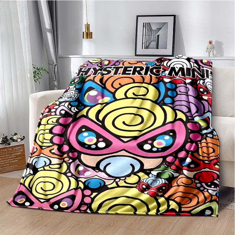 H-Hysteric-s M-Mini Cartoon Art Print Flannel Blanket Ultra Soft Warm Throw For Couch Bedroom Living Room Indoor Home Decor Gift