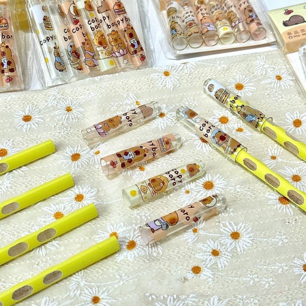 6PCS Cute Pencil Topper Covers Non Toxic Pencil Extender Capybars Pencil Cap  Children