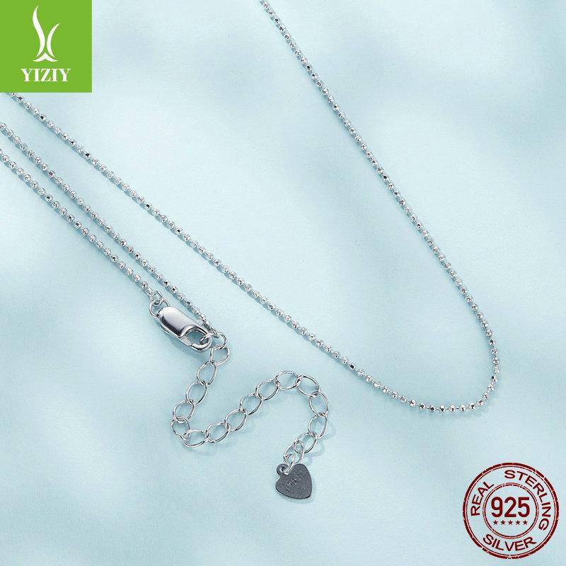 S925 Sterling Silver Flash Bead Chain Basic Necklace, Simple And Personalized Versatile Round Bead Necklace Collarbone Chain