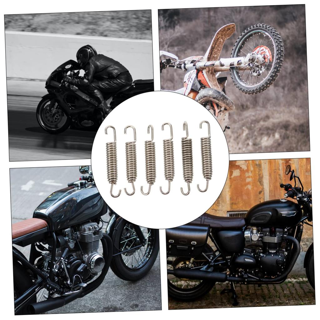 ABOOFAN 6pcs Spring Motorcycle Muffler Spring Motorcycle Swivel Spring Tension Spring Motorcycle Exhaust Spring Exhaust Spring Stainless Steel Silver