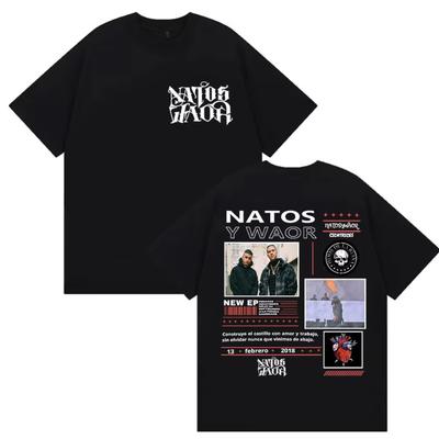 Rapper NATOS WAOR Album 2025 Merch Pánské vysoce kvalitní módní tričko s O-výstřihem Hip Hop Oversized Trička Streetwear