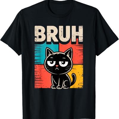 Funny Cat Bruh Meme Graphic Humor T-Shirt for Men Women Kids