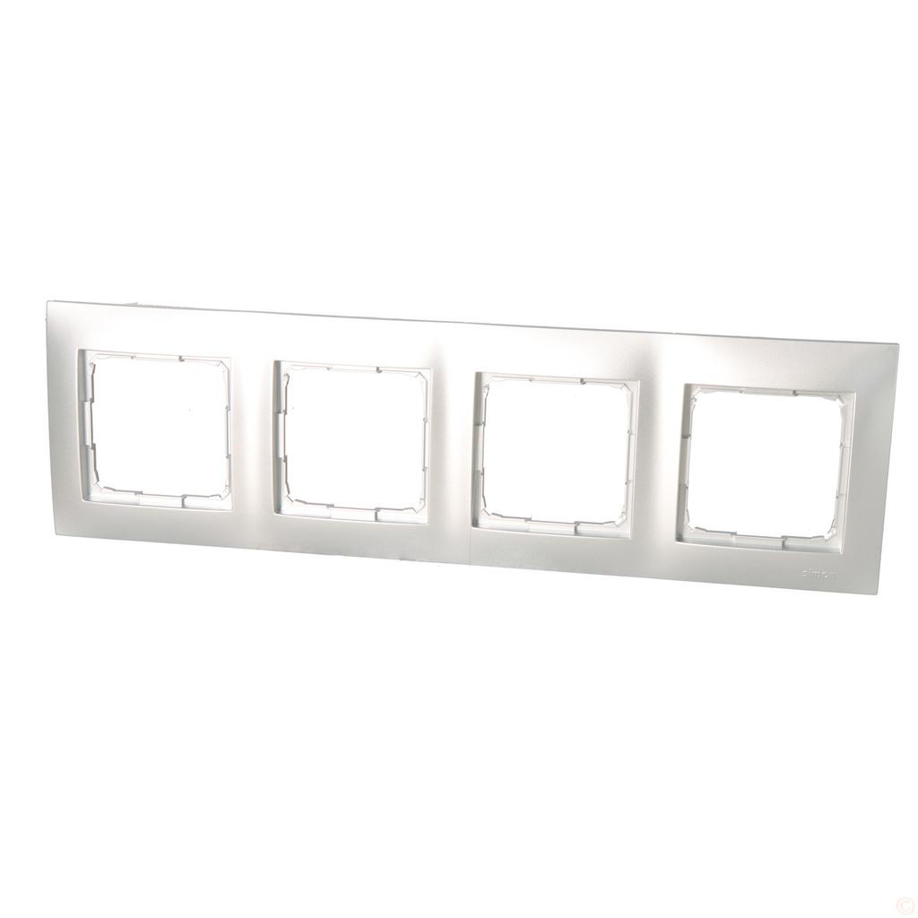 4-gang Universal Frame IP20 / IP44, Matt Silver Simon54