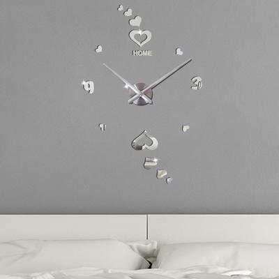 Love Hearts Digital Wall Clock Quartz Kitchen Large Clock 3D DIY Mirror Stickers Big Wall Clocks Home English Letters Gift