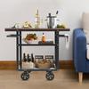 Industrial Pipe Bar Cart, Kitchen Serving Cart, 3-Tier Rolling Utility Cart with Fixed Wheels, 92x40x77.5cm Mobile Bar Cabinet