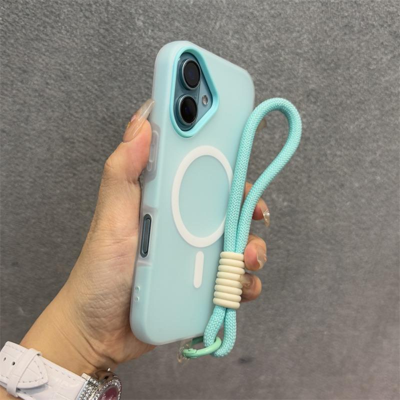 17 ProMax for  Jelly Candy Color Contrast Lanyard Case for For Iphone 17 Air 16 1 14 13 Pro Max Plus 11 12 Wrist Strap Cover