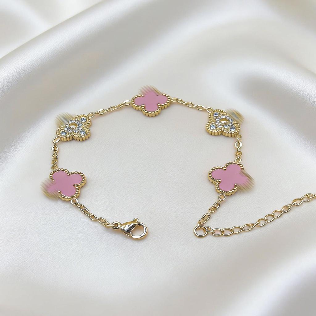 Stainless Steel Four-Leaf Clover Bracelet - Electroplated 18K, New Style Flower Language Series