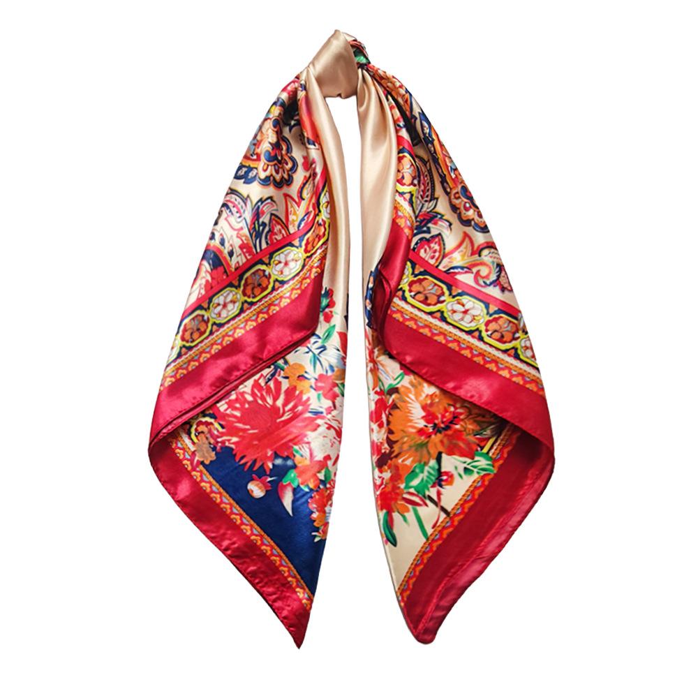90cm Trendy Paisley Silk-Style Headscarf for Women - European American Design