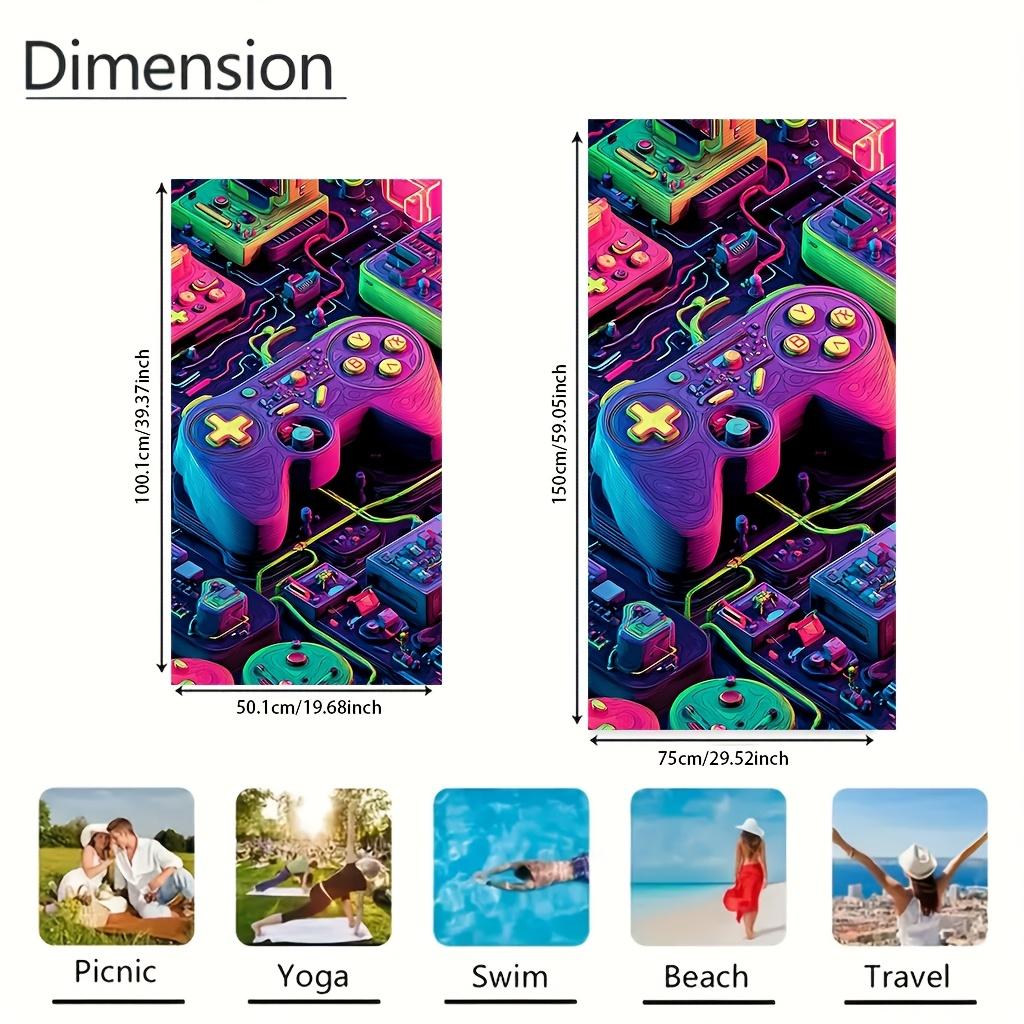 1pc Microfiber Beach Towel with Vibrant Game Controller Print, Ultra-Soft Material, Lightweight and Absorbent, Ideal for Yoga