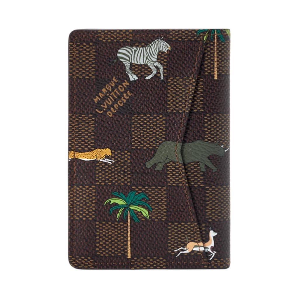 Louis Vuitton x The Darjeeling Limited Pocket Organizer Classic Checkered Pattern Damier Heritage Coated Canvas Card Holder Men Wallets Brown N40869
