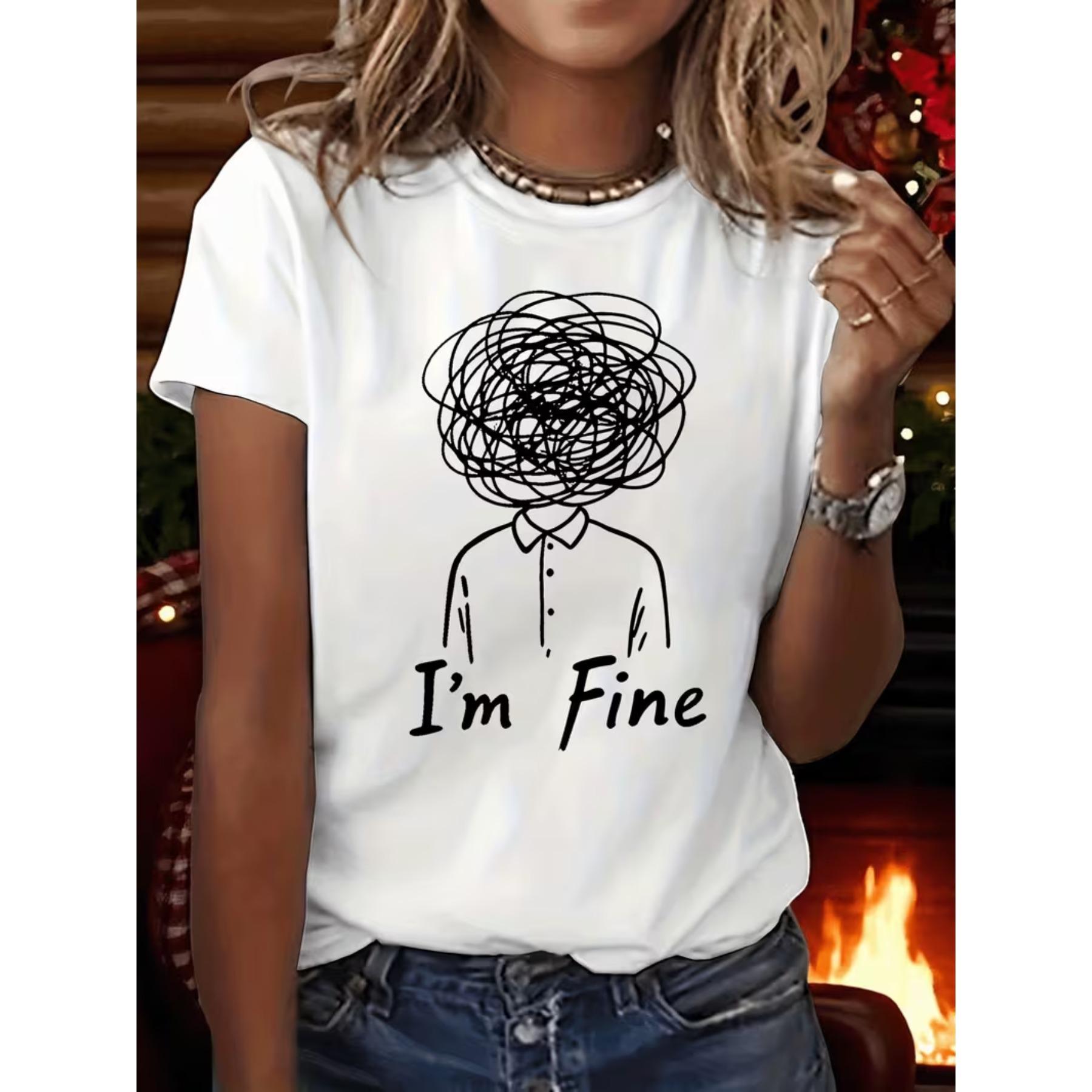 

A Casual Short-Sleeve Crew Neck T-Shirt with A Humorous Graphic Print, Perfect for Women S Spring and Summer Wear XXL