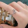 Glossy Brushed Floral Open Ring for Women - Adjustable, Minimalist Japanese Korean Style