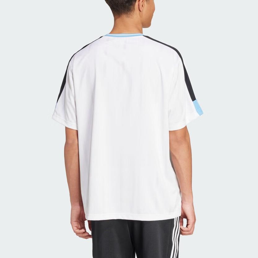 Adidas Letter Print Striped Crew Neck Short Sleeve T-Shirt Men Tops White IY4496