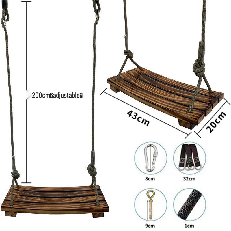 Solid Wood Anti-Corrosion Curved Swing for Children (Indoor/Outdoor)