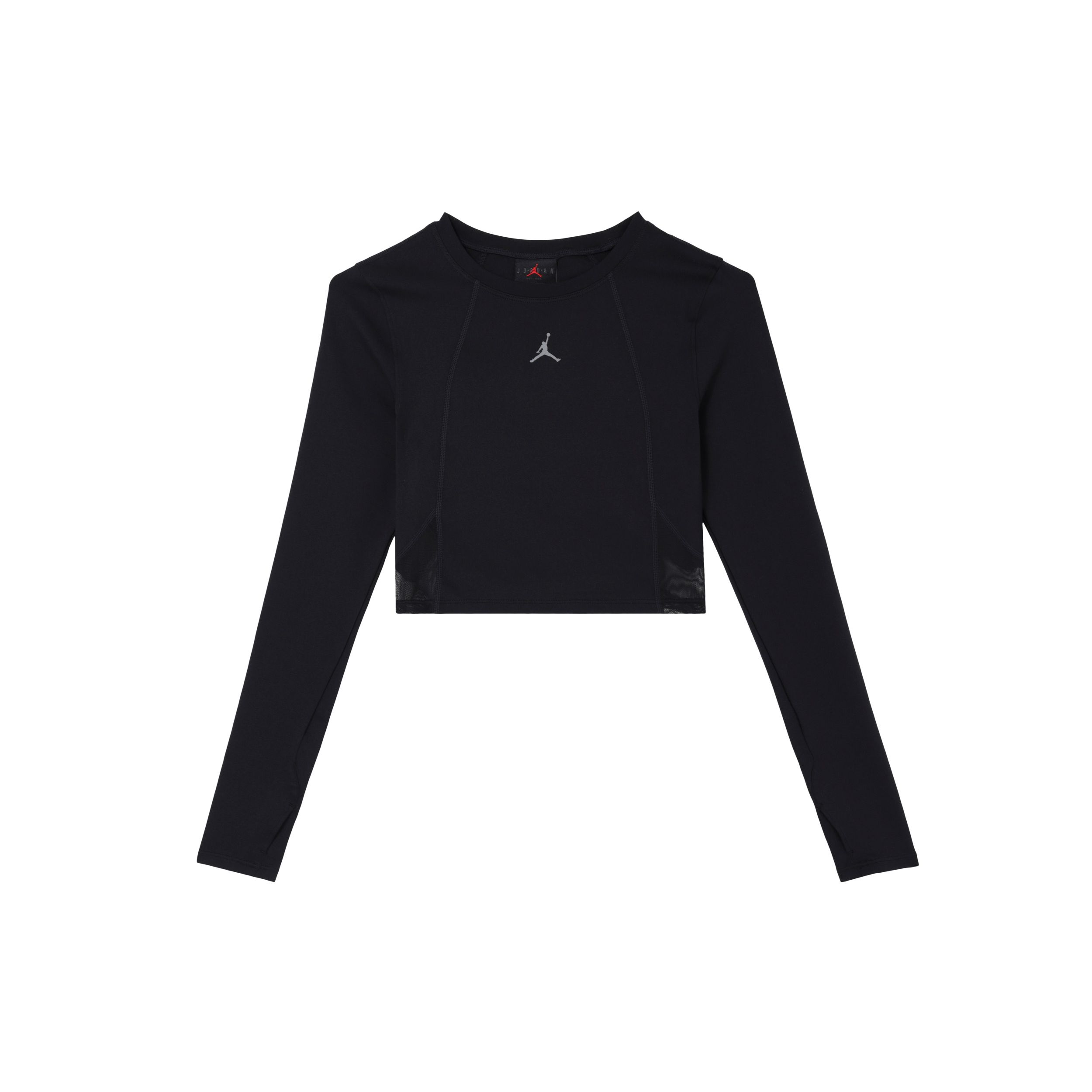 

Jordan Solid Color Logo Round Neck Pullover Long Sleeve Crop Fitness Top Women Tops Black DQ4397-010 XS