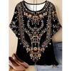 Vintage Paisley Graphics Women's Short Sleeve T-Shirt Ethnic Style O-Neck 3D Printed Top Tees Summer Loose Women's Clothing