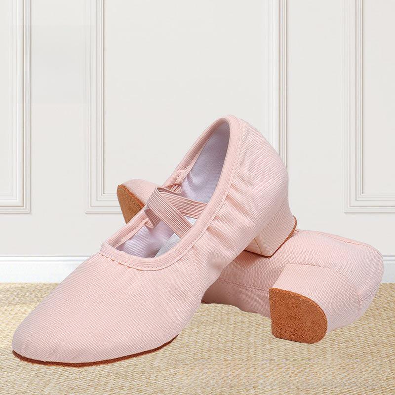 Chaussures de danse noires antidérapantes pour femmes, pour ballet et danse carrée, talons mi-hauts