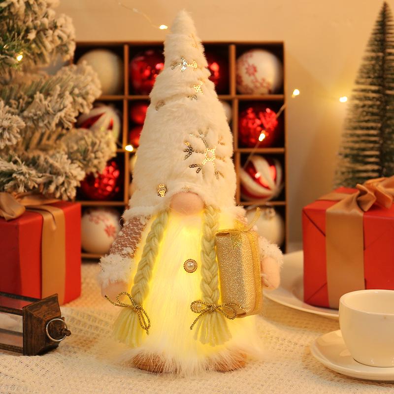 Plush No-Face Doll with Lights: Christmas Sequin Rudolph Decoration