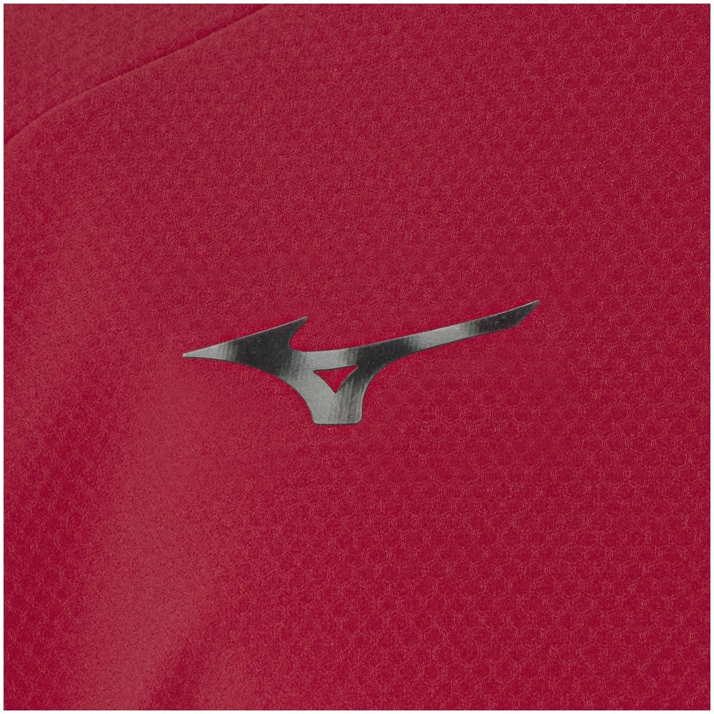 Mizuno Tech Shield Crew Neck Long Sleeve Training Ski Patrol Size 2XL Wear, Windproof, Stretch, Water-Repellent, 32MCA553, Men's Red,