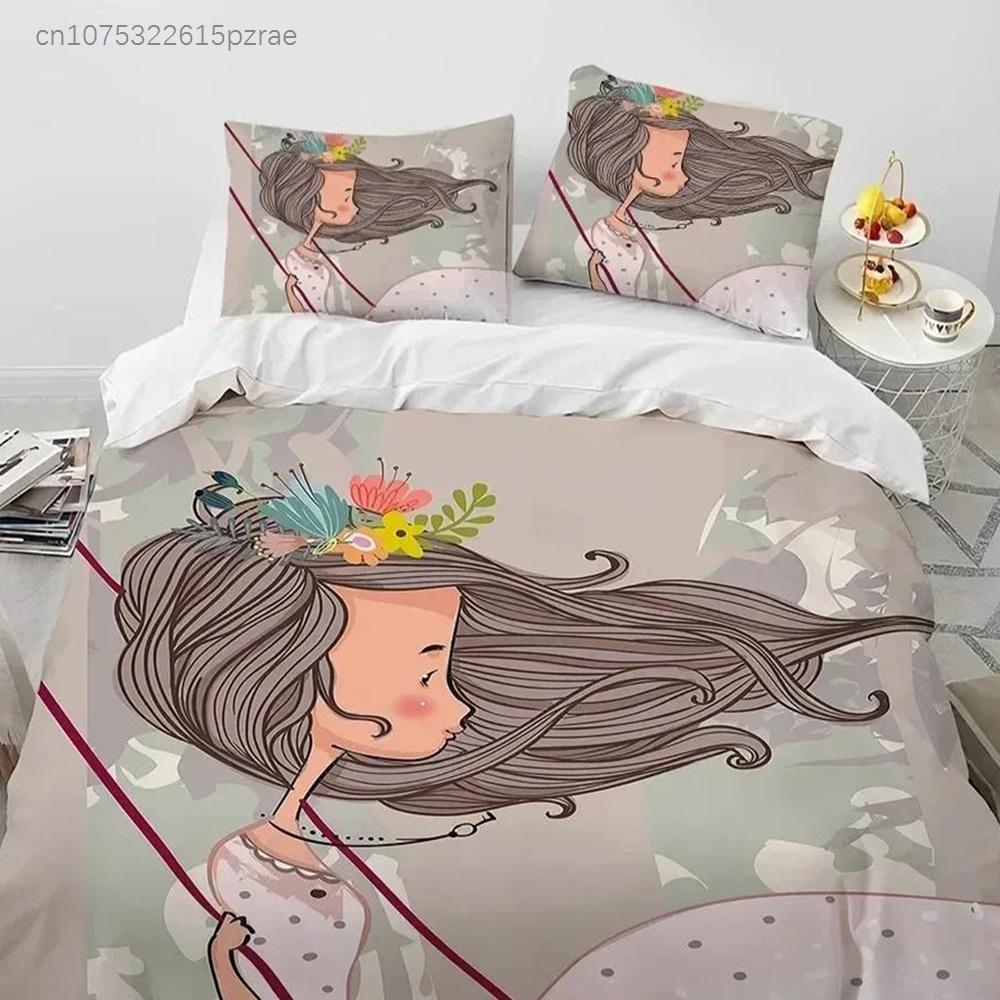 Cartoon Cute Ballet Girl Ballerina Bedding Set Bedroom Soft Modern Bedspreads Comefortable Duvet Cover Quilt Cover Pillowcase